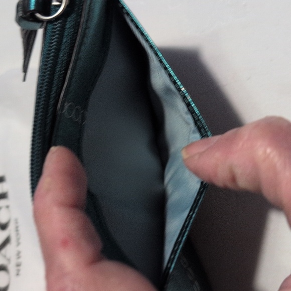 Coach Metallic Teal And Silver Leather Wallet/Card Holder With Keyring - Picture 5 of 10